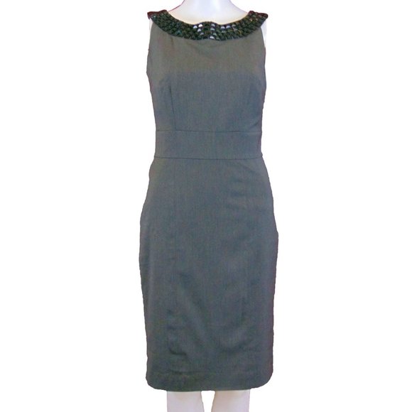 H&M Gray Dress with Beaded Neckline - Size 6 - NWOT - Picture 1 of 4